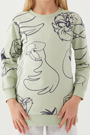 Looney Tunes Kız Çocuk Mint Sweatshirt