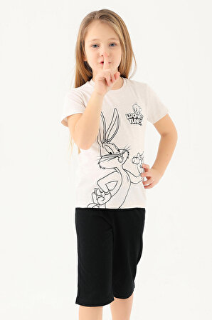 Looney Tunes L1588-2 Kız Çocuk T-Shirt Krem Melanj
