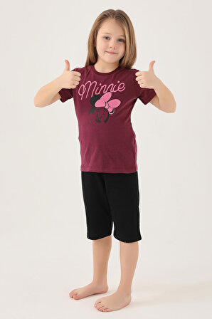 Minnie Mouse D4805-2 Kız Çocuk T-Shirt Yaban Mersini
