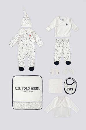 U.S. Polo Assn Krem Yıldız Detay Bebek 10Lu Hastane Çıkış Seti
