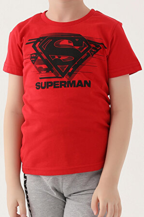 SuperMan L1644-3 Erkek Çocuk Kapri Takım Kırmızı