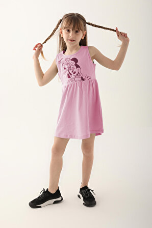 Minnie Mouse D4860-3 Kız Çocuk Elbise Şeker Pembe