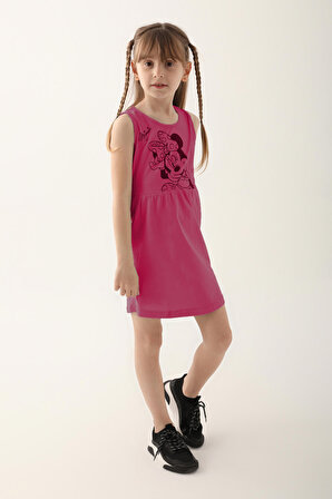 Minnie Mouse D4860-3 Kız Çocuk Elbise Fuşya