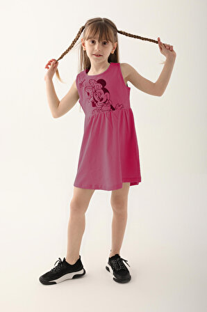 Minnie Mouse D4860-3 Kız Çocuk Elbise Fuşya