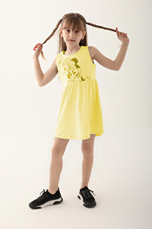 Minnie Mouse D4860-3 Kız Çocuk Elbise Sarı