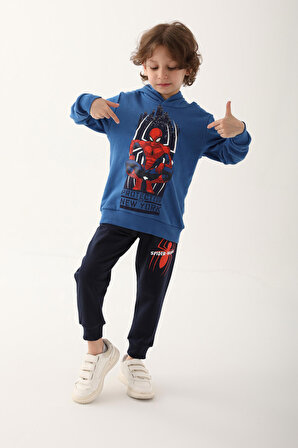 Spider Man D4830-3 Erkek Çocuk Eşofman Takım Saks Mavi