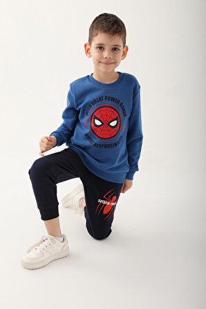 Spider Man D4832-3 Erkek Çocuk Eşofman Takım Saks Mavi