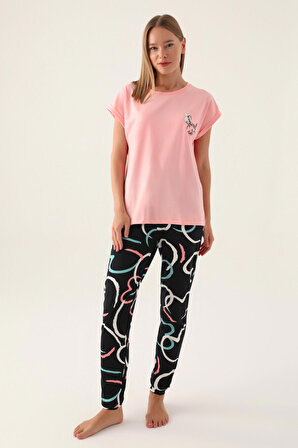 RolyPoly Cute Somon Kadın Kısa Kol Pijama Takımı