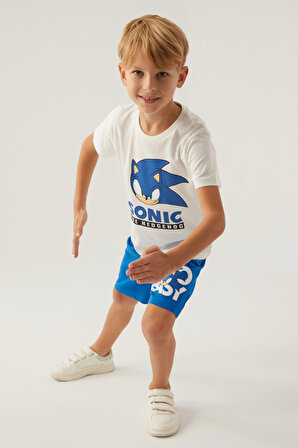 Modern Sonic Hedgehog Krem Erkek Çocuk Bermuda Takım