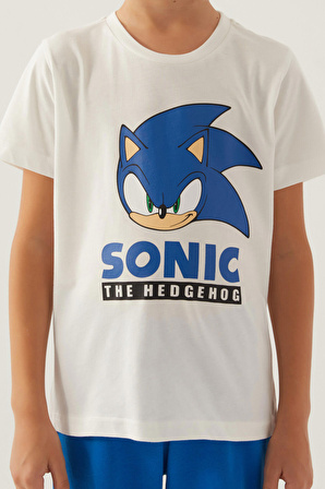 Modern Sonic Hedgehog Krem Erkek Çocuk Bermuda Takım