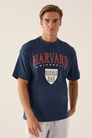 Harvard Veritas Koyu İndigo Erkek T-Shirt