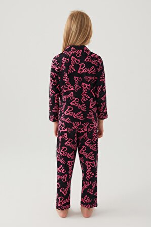 Barbie Kız Çocuk Siyah Gömlek Pijama Takımı
