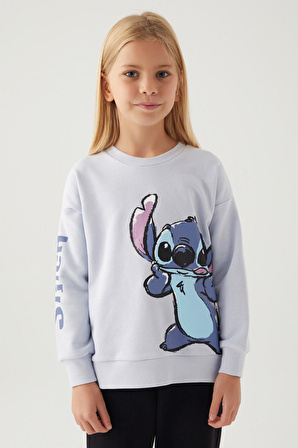 Stitch Puss Mor Kız Çocuk Sweatshirt