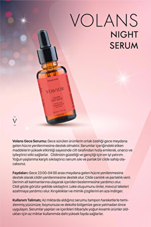 Volans Night Serum Gül Özlü Gece Serumu 30 ML