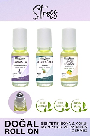 Doğal Roll on, Romantik Seti, Sardunya, Ylang ylang ve Portakal  Uçucu Yağı, 10ml x 3