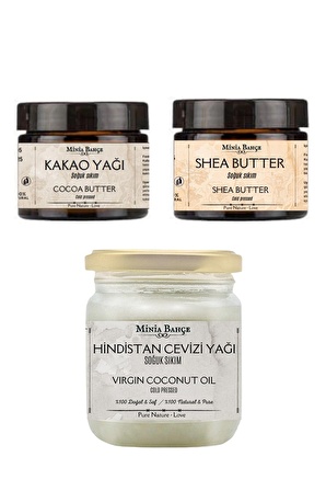 Soğuk Sıkım Shea Butter, Kakao Yağı ve Hindistan Cevizi Yağı  %100 Doğal & Saf