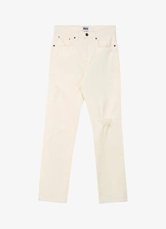 Denim Trip Yüksek Bel Düz Paça Slim Straight Beyaz Kadın Denim Pantolon DTK334