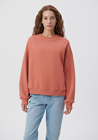 Oversize Turuncu Basic Sweatshirt 1611770-70444
