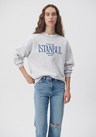 İstanbul Baskılı Gri Sweatshirt 1612006-82816