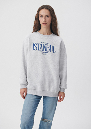 İstanbul Baskılı Gri Sweatshirt 1612006-82816