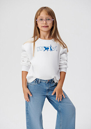Mavi Logo Baskılı Beyaz Sweatshirt 7S10001-620