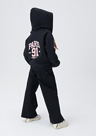 Paris 91 Baskılı Siyah Sweatshirt 7S10017-900