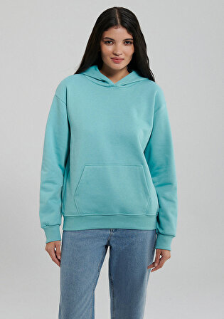 Kapüşonlu Mavi Basic Sweatshirt 167299-71463