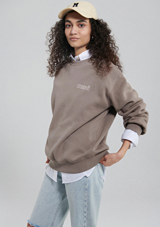 Mavi Logo Baskılı Kahverengi Sweatshirt 1611656-70364