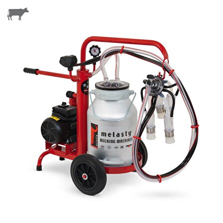 Melasty Ecomini Tekli İnek Süt Sağma Makinesi (Alüminyum Güğüm - Silikon Memelik) (Kuru Pompa)