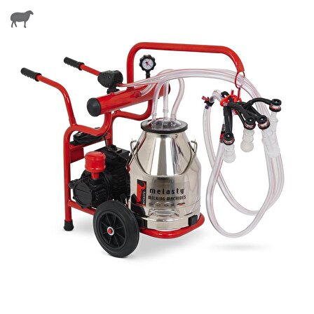 Melasty Junior İkili Koyun Süt Sağma Makinesi (Paslanmaz Güğüm - Silikon Memelik) (Kuru Pompa)
