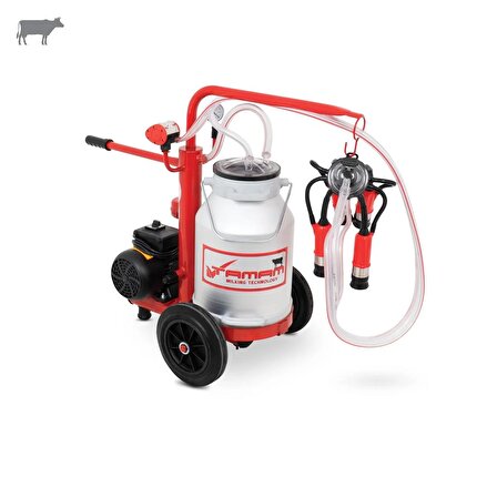 Tamam Ecomini Tekli İnek Süt Sağma Makinesi (Alüminyum Güğüm-Kauçuk Memelik) (Kuru Pompa)