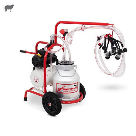 Tamam İkili Koyun Süt Sağma Makinesi (Alüminyum Güğüm-Kauçuk Memelik) (Kuru Pompa)