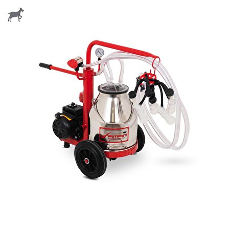 Tamam Ecomini İkili Keçi Süt Sağma Makinesi (Paslanmaz Güğüm-Silikon Memelik) (Kuru Pompa)