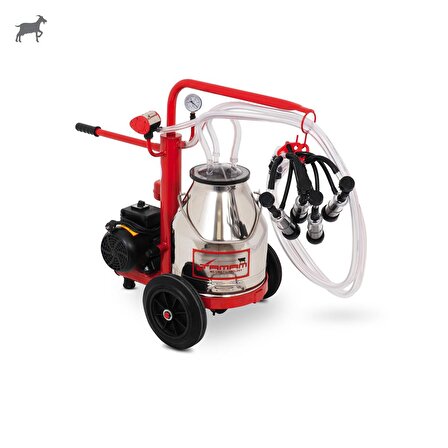 Tamam Ecomini İkili Keçi Süt Sağma Makinesi (Paslanmaz Güğüm-Kauçuk Memelik) (Kuru Pompa)