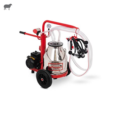 Tamam Ecomini İkili Koyun Süt Sağma Makinesi (Paslanmaz Güğüm-Kauçuk Memelik) (Kuru Pompa)