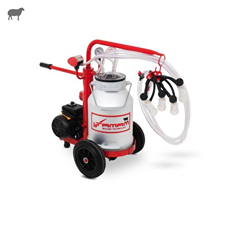 Tamam Ecomini İkili Koyun Süt Sağma Makinesi (Alüminyum Güğüm-Silikon Memelik) (Kuru Pompa)