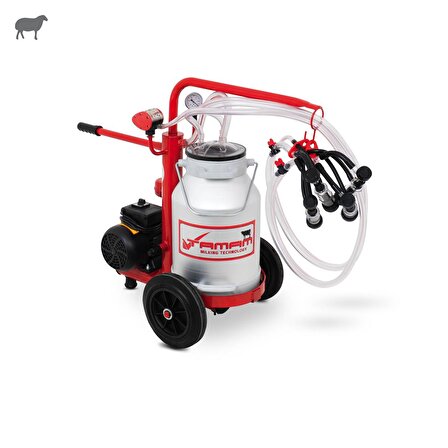 Tamam Ecomini İkili Koyun Süt Sağma Makinesi (Alüminyum Güğüm-Kauçuk Memelik) (Kuru Pompa)