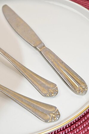 Lugga Maya Eskitme Gold Yemek Çatal Kaşık Bıçak Takımı 18 Parça