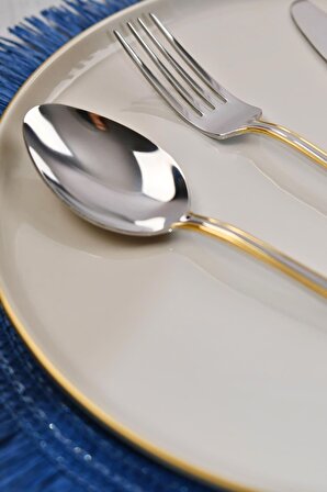 Lugga Mira Gold Yemek Çatal Kaşık Bıçak Takımı 6 Kişilik 18 Parça