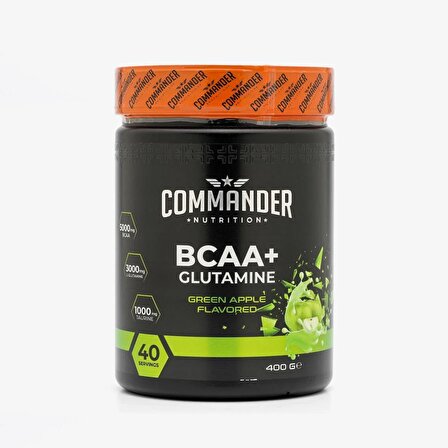Commander Nutrition B.C.A.A + Glutamine 400g (40 Servis) - Yeşil Elma Aromalı