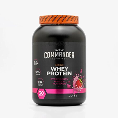 Commander Nutrition Serious Whey Protein Tozu 900g (30 Servis) - Çilek Aromalı