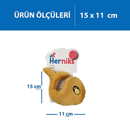 Herniks Sesli Kumaş Nakışlı Köpek Oyuncağı - Whali 15cm Sarı