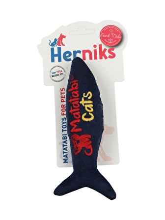 Herniks Matatabili Sesli Peluş Kumaş Kedi Oyuncağı – Jr. Fish 20cm Lacivert