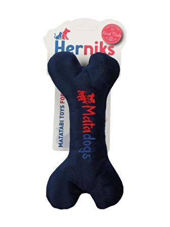 Herniks Sesli Peluş Nakışlı Köpek Oyuncağı - Mini Bone 18cm Lacivert