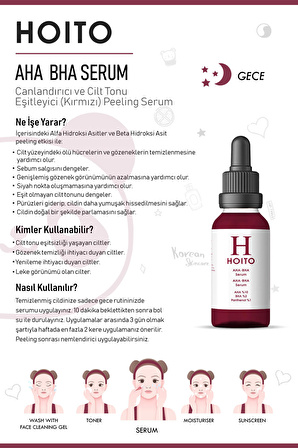 Hoito AHA BHA Serum 30ml - AHA%10  BHA %2  Niacinamide %2  Panthenol %1  Zinc PCA %1