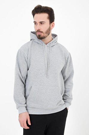 defy's ERKEK BASIC KAPÜŞONLU SWEATSHIRT GRİ - L