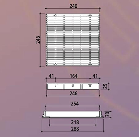 Gemaş Kare Dip Emiş Izgara Dış Çerçevesi 26,5x26,5-ToptancıyızBiz