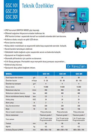 Gemaş Puritron GSC-101 Otomatik pH Kontrollü Hat Üstü Tuz & Klor Jenaratörü-ToptancıyızBiz