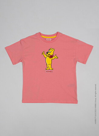 Haribo Baskılı Pembe Kız Çocuk T-Shirt HRBTXT107