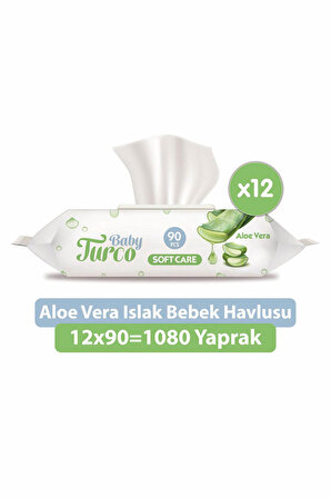 Baby Turco Softcare Aloe Vera Islak Bebek Havlusu 12'li Paket